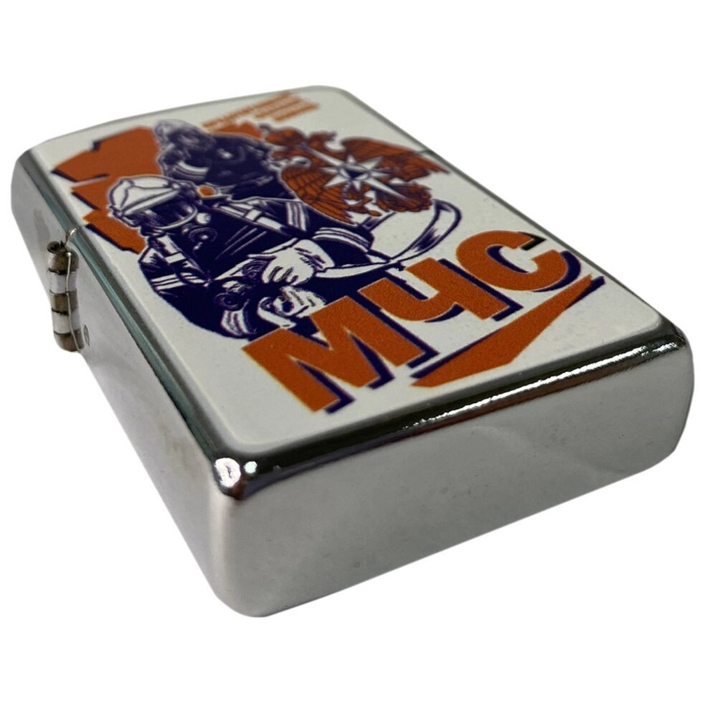 Металлическая бензиновая зажигалка Zippo с принтом МЧС