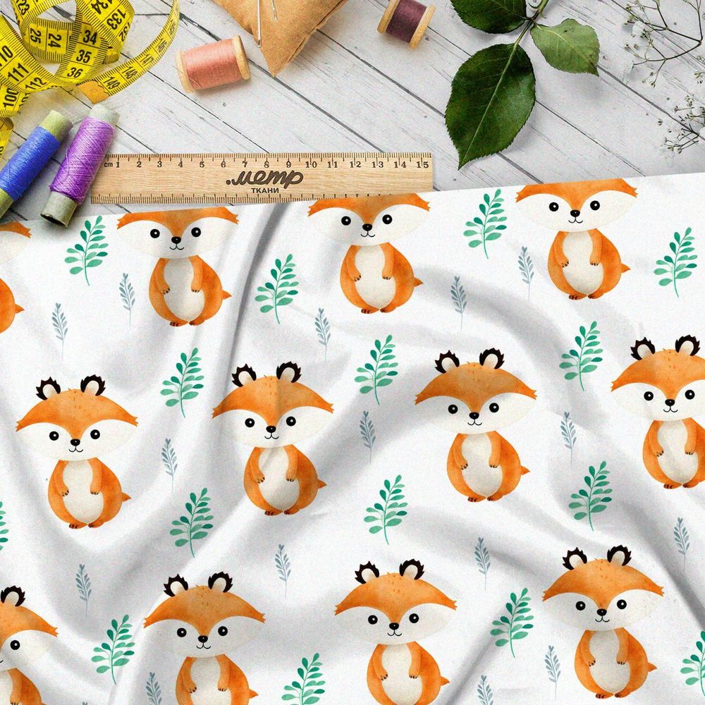 Ткань премиум шифон лесные зверьки