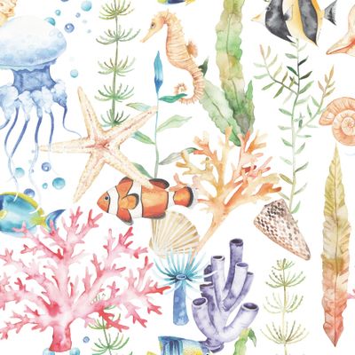 подводный мир акварель