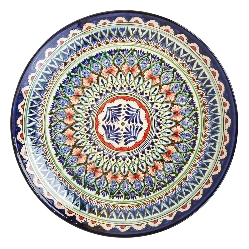 Тарелка плоская Риштанская Керамика 26 см. синяя