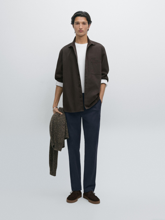 Massimo Dutti Зауженные брюки из хлопка, темно-синий