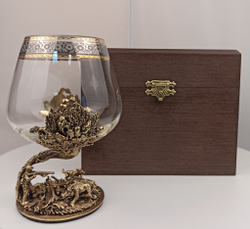 Бокал для коньяка Охота на Кабана в подарочном футляре