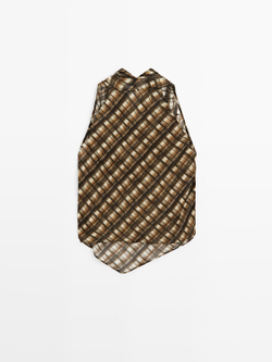 Massimo Dutti Струящийся топ с сборками, горчично-желтый