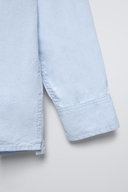 ZARA РУБАШКА ИЗ РЕЛЬЕФНОЙ ТКАНИ С КАРМАНОМ, НЕБЕСНО-ГОЛУБОЙ