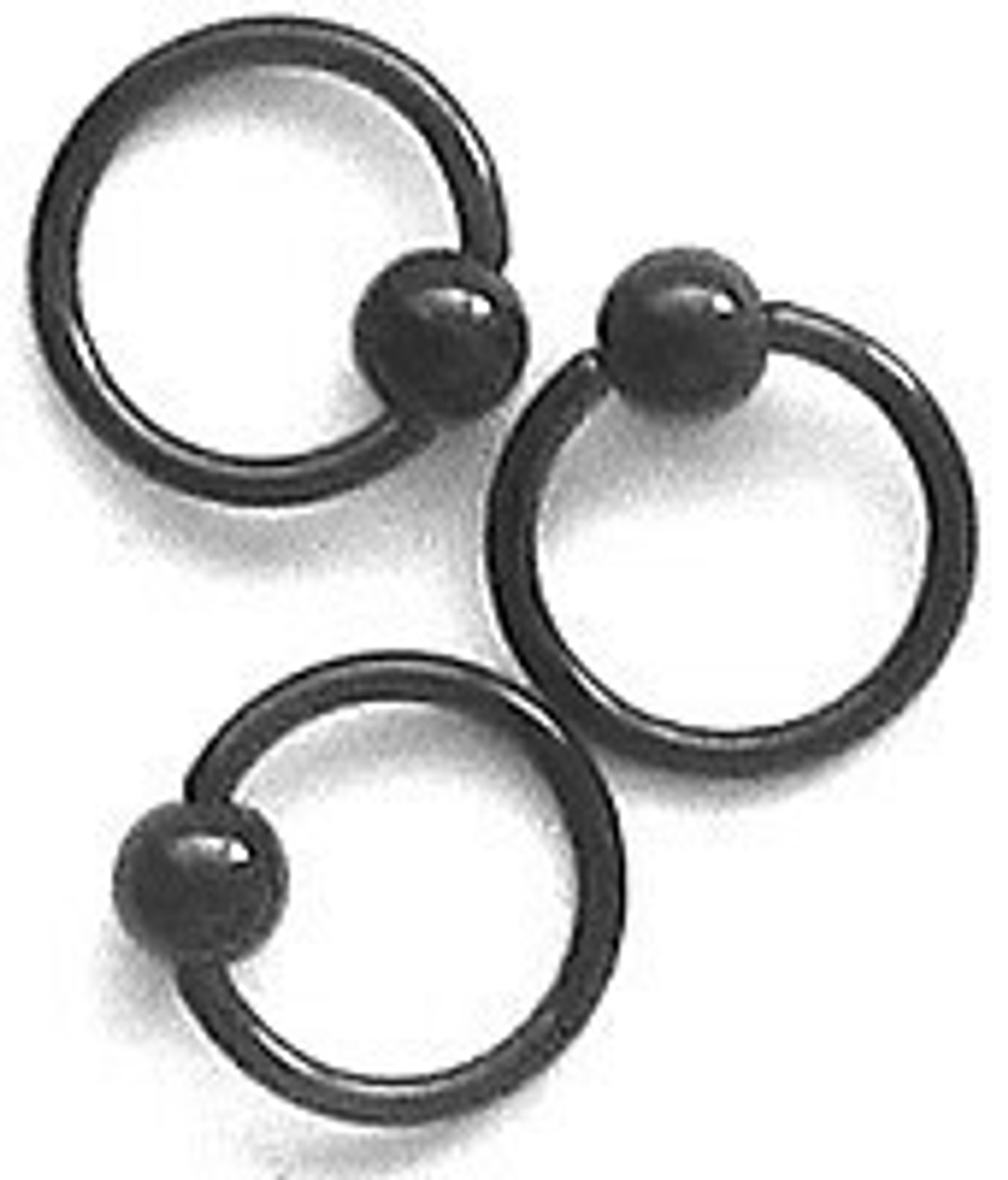 Кольцо сегментное для пирсинга 1,2 мм, диаметр 10 мм, шарик 4 мм. Сталь 316L, титановое покрытие