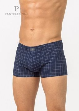 Трусы мужские боксеры Pantelemone PMH-1266, клетка темно-синяя деним