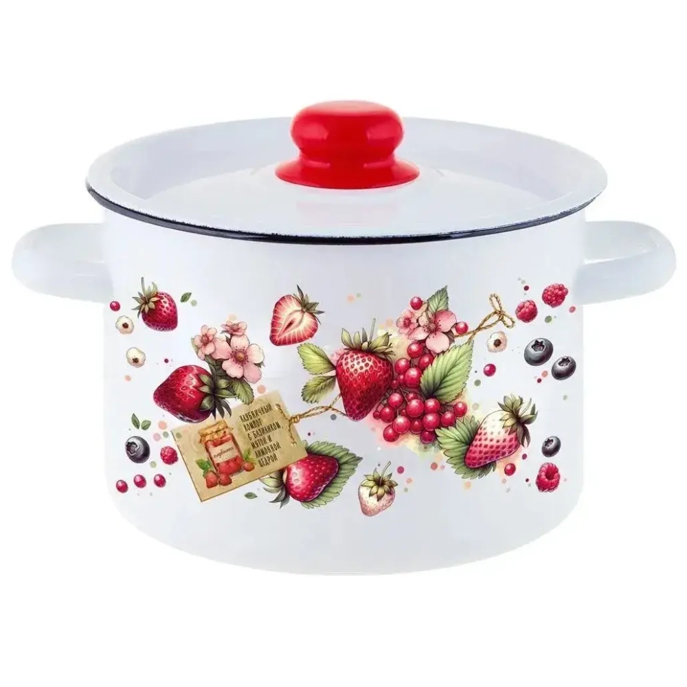 Кастрюля эмал цил Ягодки 4,5л ТМ Appetite