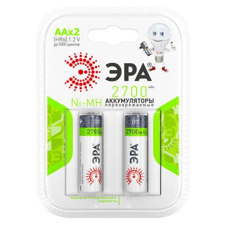 Аккумуляторы NiMH (никель-металлгидридные) ЭРА HR6-2BL 2700mAh
