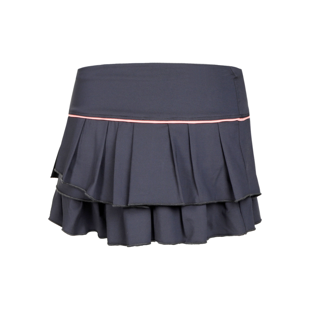 Женская теннисная юбка Lucky in Love Pleat Tier With Piping Skirt Women - Dark Grey, Apricot