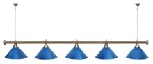 Лампа STARTBILLIARDS 5 пл. (плафоны антик медь,штанга коричневая,фурнитура золото)