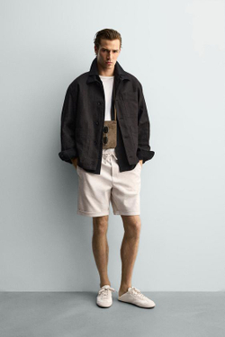 ZARA ШОРТЫ REGULAR FIT COMFORT, ЭКРЮ МЕЛАНЖ