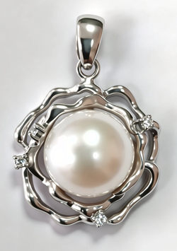Ювелирная подвеска из серебра 925 пробы,вставка жемчуг,фианиты