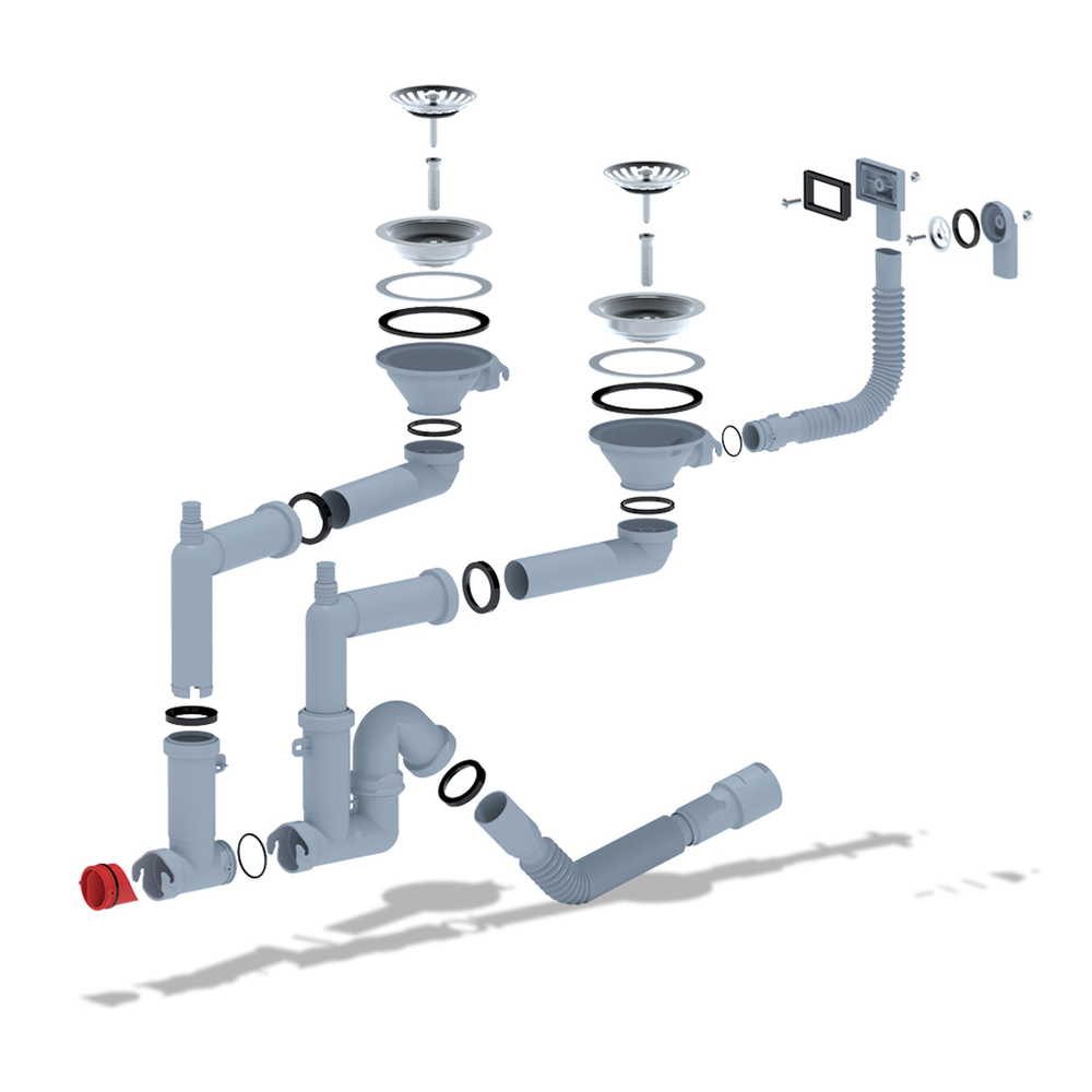 Сифон 3 1/2*40 Ani двойной,с носиком, гиб. круг. и прям. пер, с гофрой 40*40/50 F3545SA15 АНИ пласт