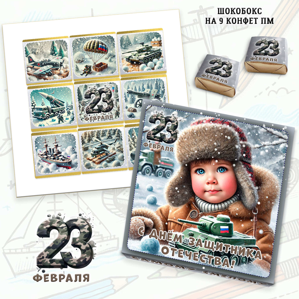 Подарочный набор конфет С 23 февраля-4, 9 конфет