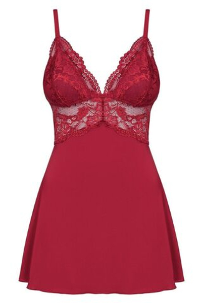 Коротенький бэби-долл с кружевным верхом (Размер: L-XL) (Цвет: малиновый)