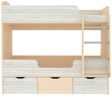 Кровать двухъярусная КарИВи Малыш Двойняшка  Дуб Молочный Винтерберг