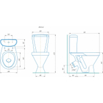 Унитаз-компакт "Детский" белый (косой, нижний, сид. без крышки полип., арм) (Rosa)