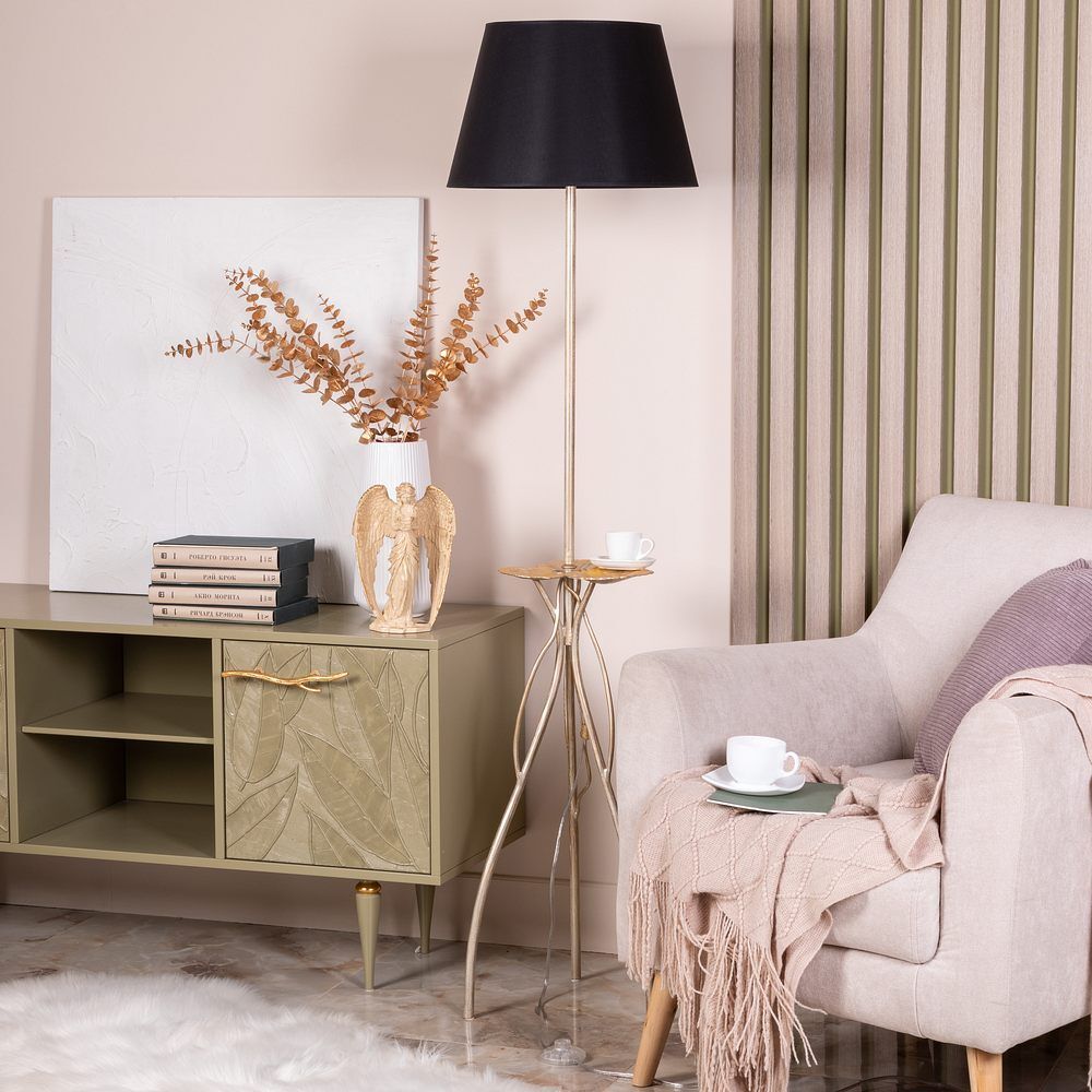 Светильник напольный торшер Нимфея с абажуром Сити-2 Черный