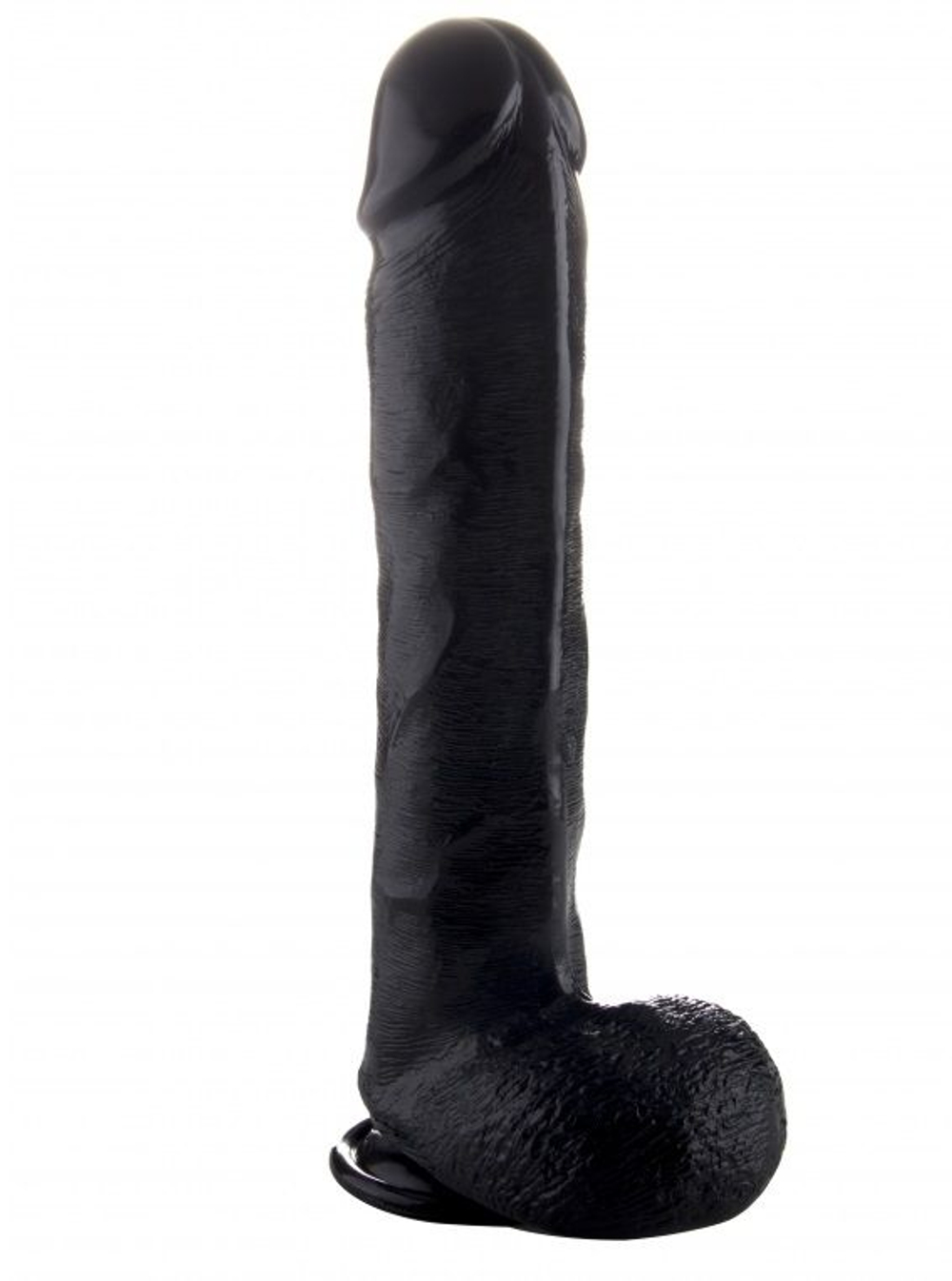 Чёрный фаллоимитатор Realistic Cock 15 With Scrotum - 38 см. (Цвет: черный)