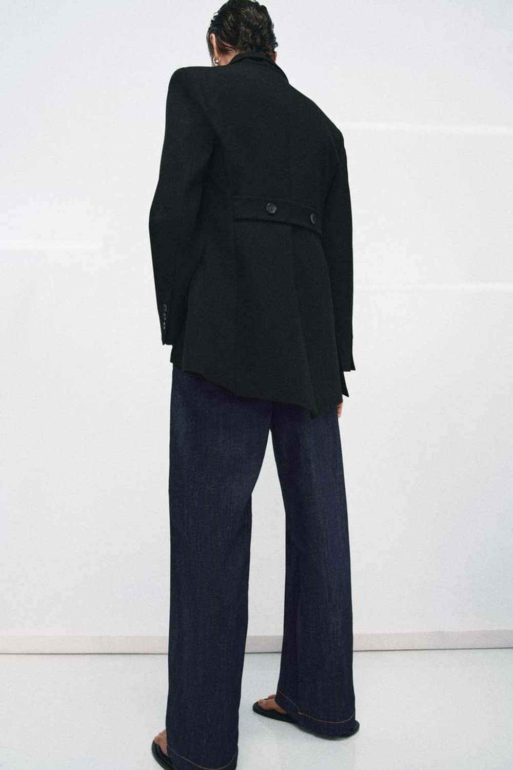 ZARA АСИММЕТРИЧНЫЙ БЛЕЙЗЕР — ZW COLLECTION, ЧЕРНЫЙ