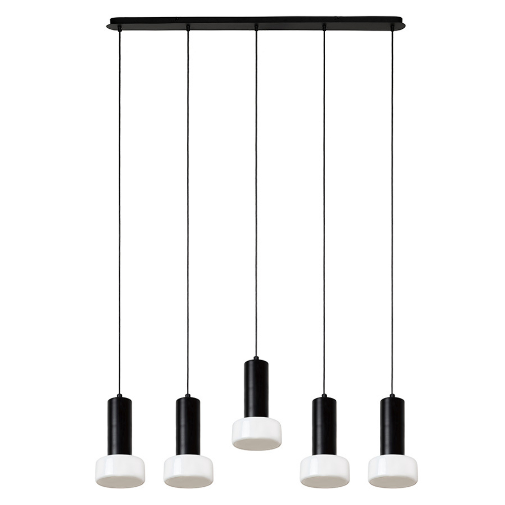 Светильник подвесной каскадный fungus, D15х25 см, 5 плафонов, белый/черный