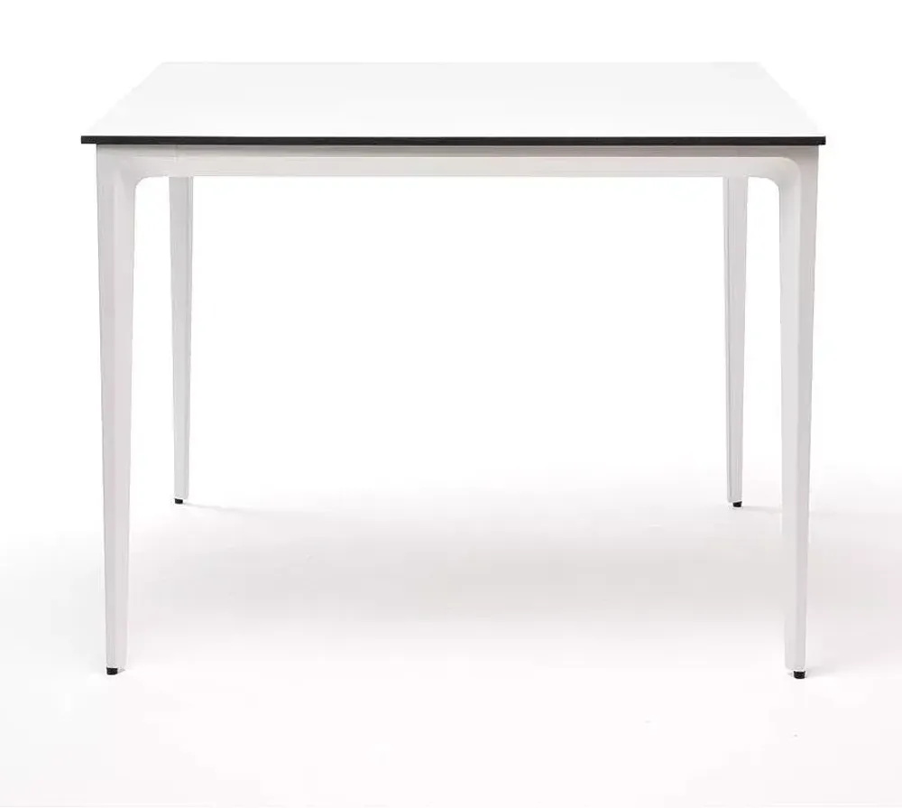 "Малага" обеденный стол из HPL 90х90см, цвет молочный, каркас белый