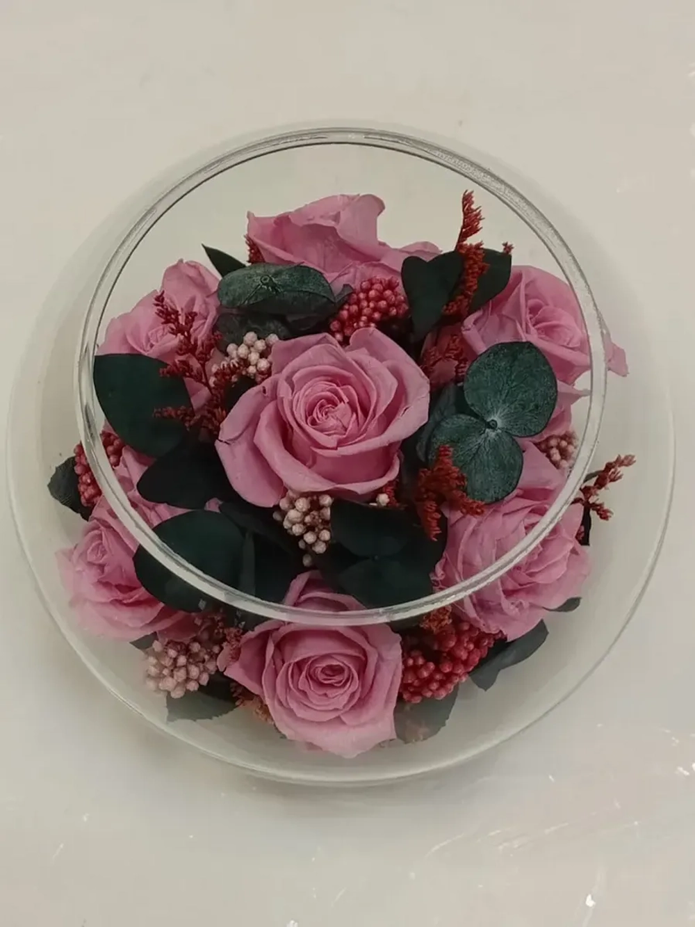 натуральные розы в стекле, вакуум*