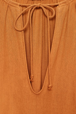 ZARA ПЛАТЬЕ-ТУНИКА ИЗ ЛЬНА ZW COLLECTION, СВЕТЛО-КОРИЧНЕВЫЙ