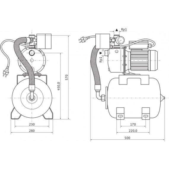 Станция насосная Wilo HWJ 203 EM 20L h44 Q4,5 Hs7 05891