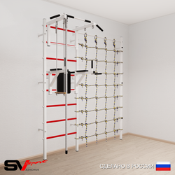 Шведская стенка Sv Sport усиленная 6760 (Турник стандарт/Брусья/Канат/Трапеция/Канатный лаз)