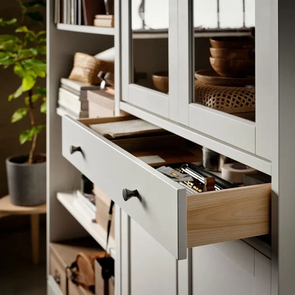 Шкаф со стеклянными дверцами - IDANÄS/IDANАS  IKEA/ ИДАНАС ИКЕА, 81x39x211 см, белый