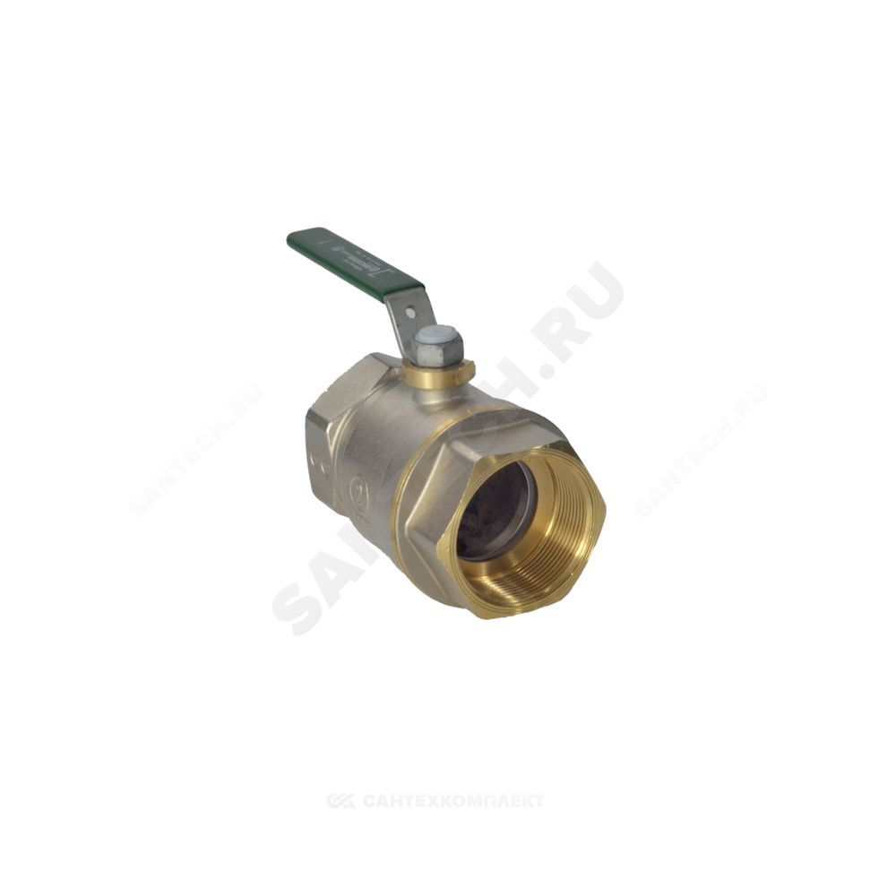 Кран шаровой латунь хром R250W Ду 40 Ру42 ВР рычаг зеленый Giacomini R250WX027