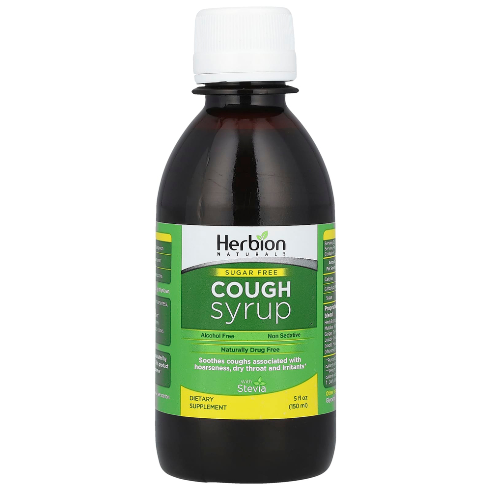Herbion Naturals, Сироп от кашля без сахара со стевией, без спирта, 150 мл (5 жидк. унц.)