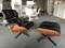 Кресло с оттоманкой Eames Lounge, черная кожа, палисандр