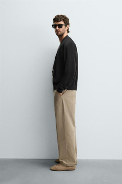 ZARA БРЮКИ ЧИНОС STRAIGHT FIT, БЕЖЕВЫЙ