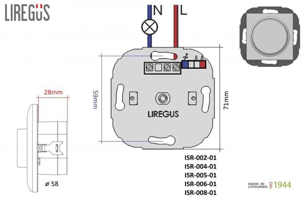 Светорегулятор Светодиодный Поворотный Нажимной (200 Вт) Бежевый LIREGUS EPSILON