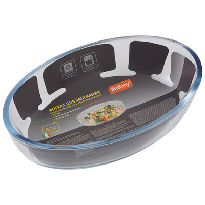 Форма для запекания CRISTALLINO, объем 0,7 л, из боросиликатного стекла, овальной формы, без ручек.