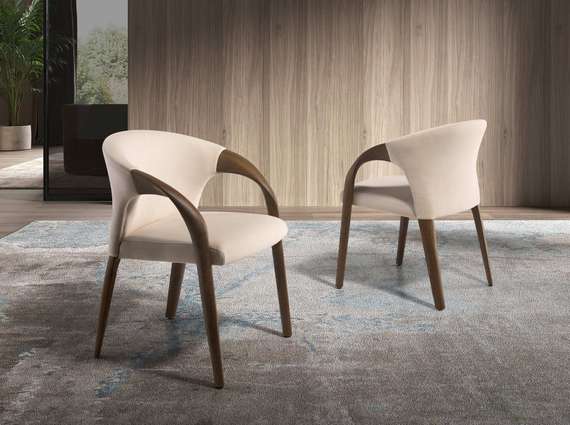 Стул Angel Cerda 5151, кремовый бархат, орех