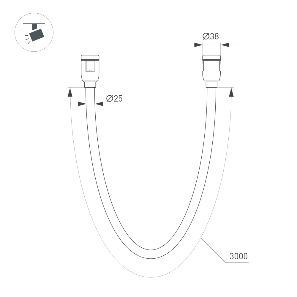 Светильник ART-APRIORI-TUBE-ELASTIC-R38-L3000-36W Day4000 (TN, 360 deg, 48V) (Arlight, IP20 Металл,  (Arlight, IP20 Металл, 3 года) 049267