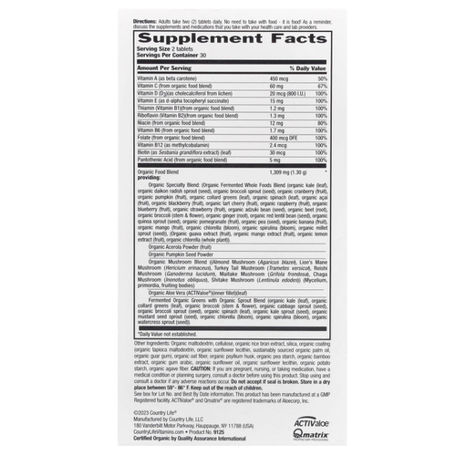 Country Life, Realfood Organics, мультивитамины для мужчин, 60 таблеток, которые легко глотать