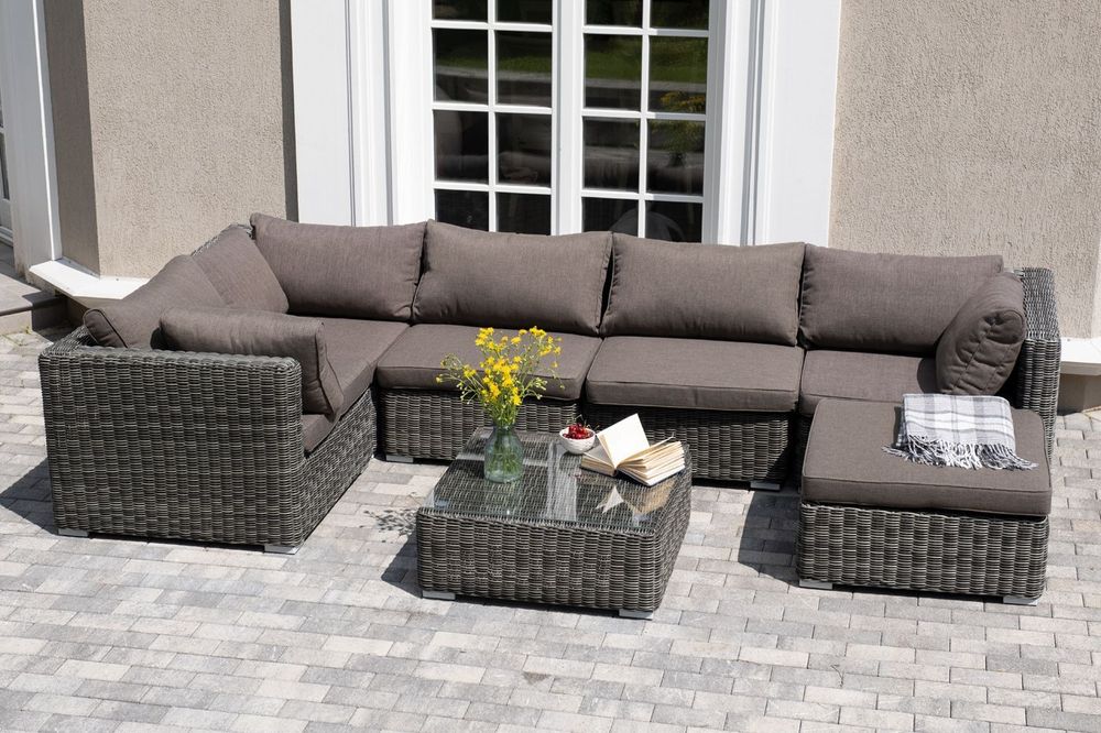 "Лунго" трансформирующаяся лаунж-зона из искусственного ротанга, цвет графит