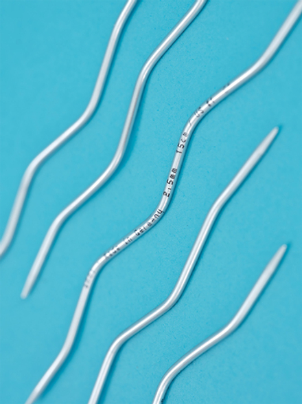 Спицы чулочные эргономичные addiCraSy Snake Lace, алюминиевые, 15 см