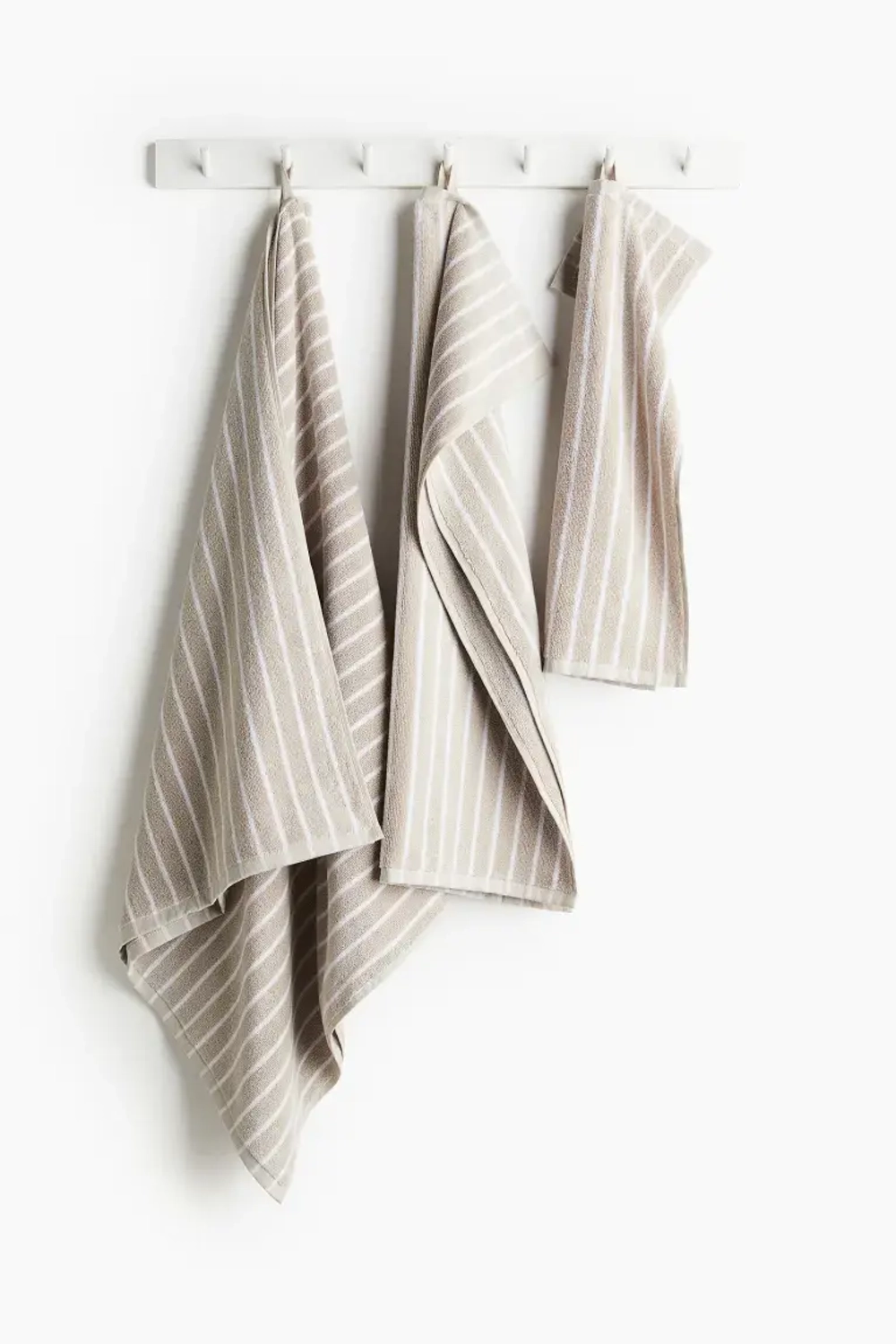 H&M БАННОЕ ПОЛОТЕНЦЕ В ПОЛОСКУ, СВЕТЛО-БЕЖЕВЫЙ