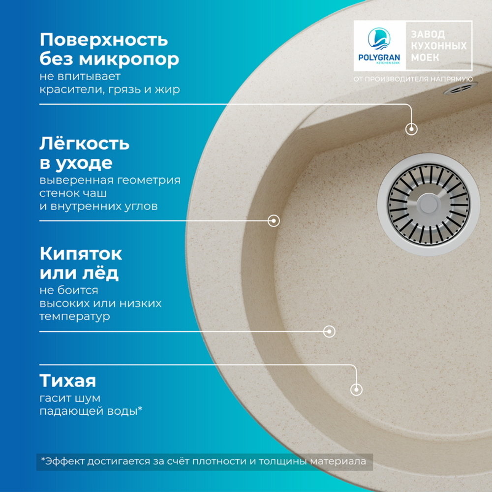 Мойка POLYGRAN ATOL-520 кремовый №327