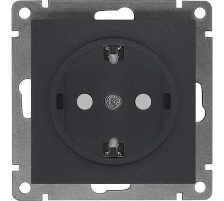 Розетка одноместная "UNIVersal" серия "Афина" с/з, з/ш, с/у, 16А, 220В, графит (еврослот) (HU2330)