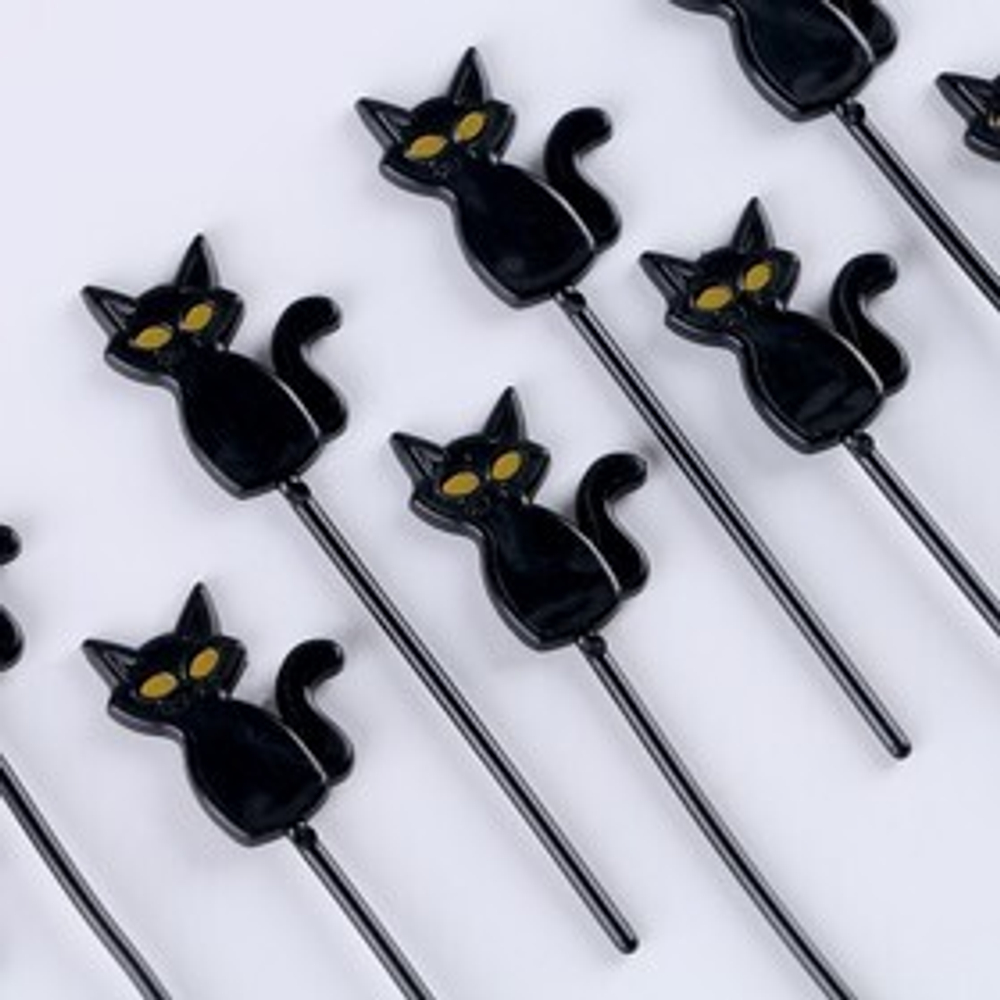 Шпажки "Кот", набор 12 шт, цвет черный   9496639
