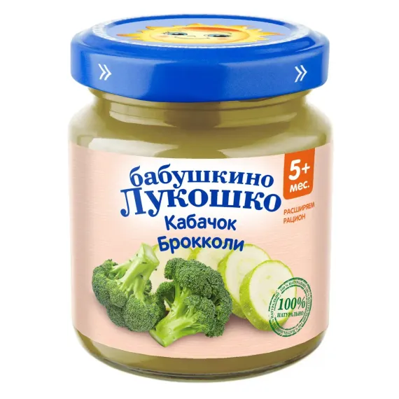 Пюре Бабушкино лукошко кабачок-брокколи 100г с 5месяцев