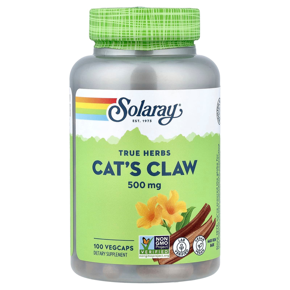 Solaray, True Herbs, кошачий коготь, 500 мг, 100 капсул VegCap