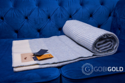 Одеяло тканое из овечьей шерсти LUX (мериноса) ERDENET 150x200 см. - серо-голубое