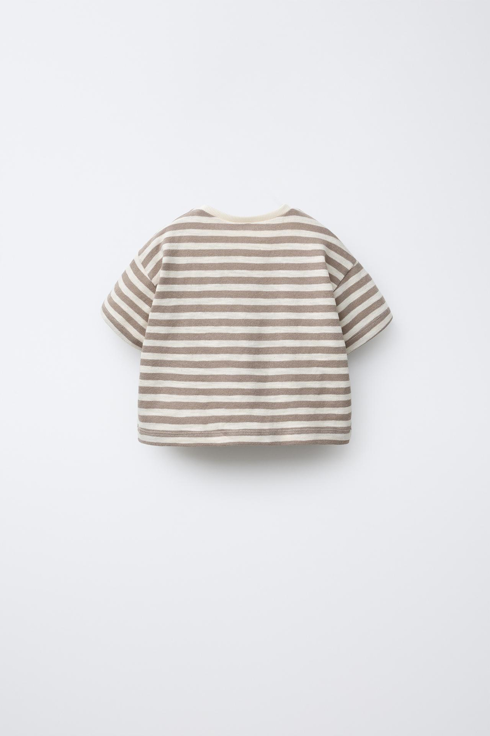 ZARA ФУТБОЛКА В ПОЛОСКУ В СТИЛЕ РУСТИК, СВЕТЛО-БЕЖЕВЫЙ